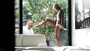 Passionate morning quickie with blonde stunner Angel Piaff
