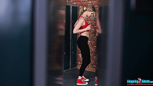 Slim Leah stripping and dancing seductively in solo video