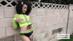 Likable curly ebony cutie Ariana is ready to be pile driven hard