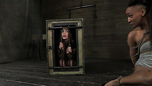 Ruined brunette whore gets her mouth pounded with wrist in BDSM sex scene