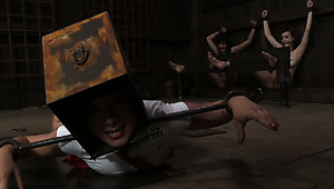 Salty Japanese hottie gets her snatch dildo fucked in BDSM