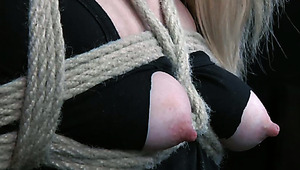 Skanky blond teen gets her fresh pinkish nipples
