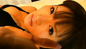 Delicious Japanese fairy fastens panties between her labia for pleasure