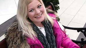Good looking blonde changes her clothes right in front of her lover