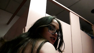 Bruno Dickenz pokes nerdy chick in glasses Cat Morris in cowgirl style