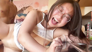 Cute Asian fucks while standing on a cam - Real Japanese Amateur Uncensored