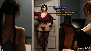 Futa teens with huge boobs and big cocks fuck one chick in anus and pussy