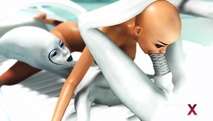 Shemale Alien fucks bald harlot takes hammer in ass after blowjob - SciFi-X