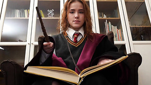 A nerd Harry Potter club turns into rough sex party when horney ruscle join it