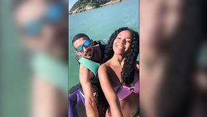 Fucking her latina pussy from behind while she driving a water bike