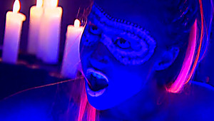 Alluring babe Sandra Iron gets banged hard in neon lights